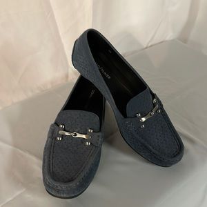 Blue suede Donald Pliner loafers